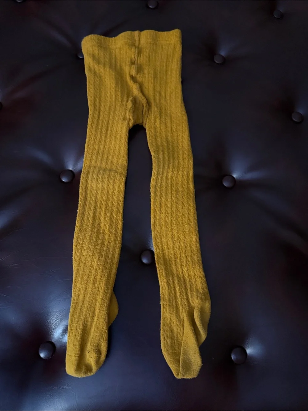 Toddler Girls Ribbed Tights in Mustard and Lavender